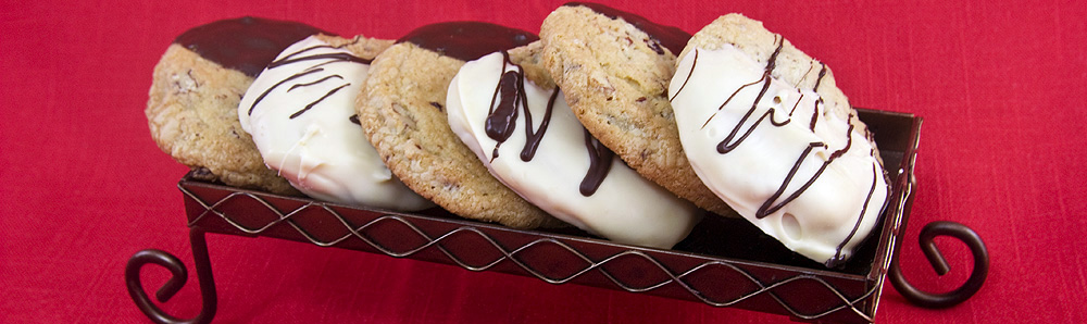 Chocolate Dipped Pecan and Cherry Cookies